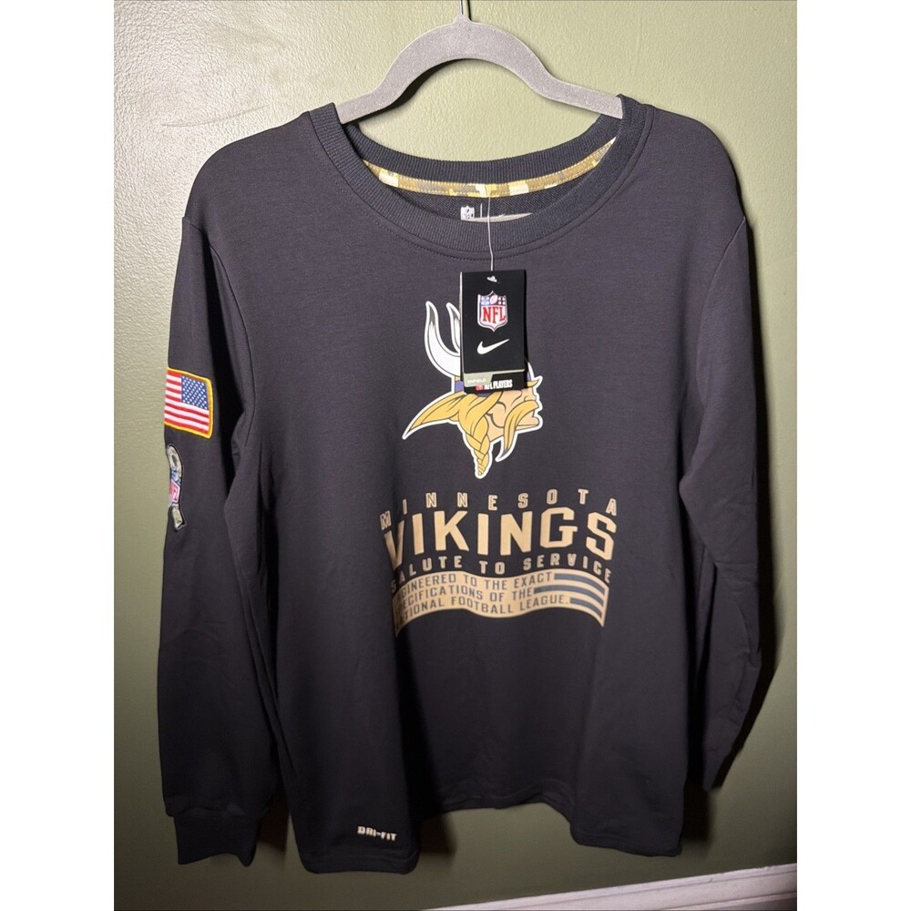 NWT Minnesota Vikings Nike Salute Service Sideline Performance Long Sleeve Mediu